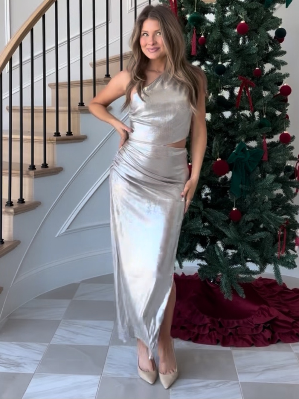 Metallic midi dress